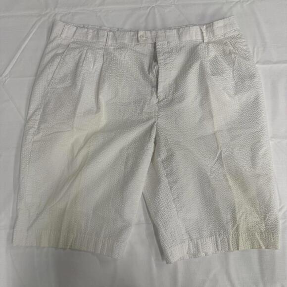 Linea Uomo Other - Linea Uomo Shorts Mens White Textured Seersucker Flat Front Casual Chino Summer
